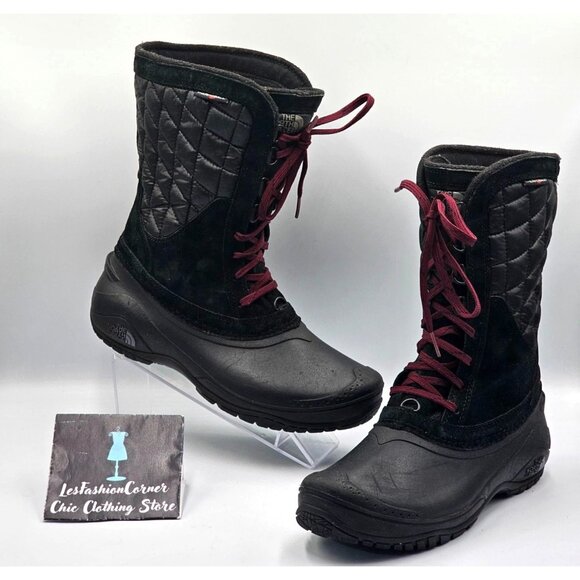 The North Face Women's Black Purple Thermoball Utility Winter Boots Sz 8.5 3012 - Picture 12 of 15